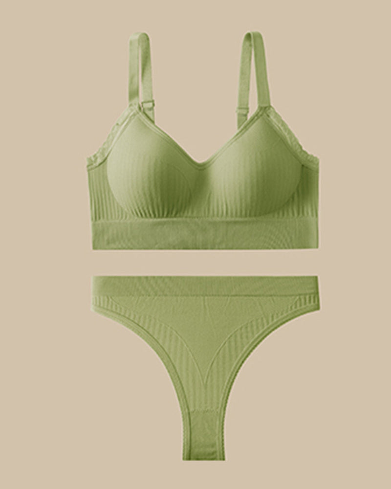 Casual Comfort Lace Wrap Bra Set