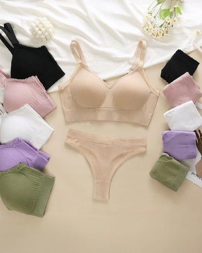 Casual Comfort Lace Wrap Bra Set