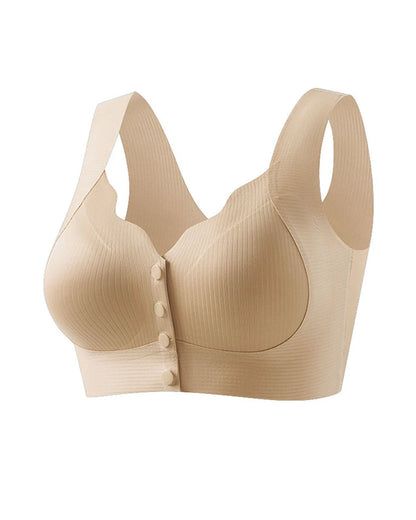 Women's V Neck Front Closure Seamless Wire-free Comfortable Breathable Vest Bra