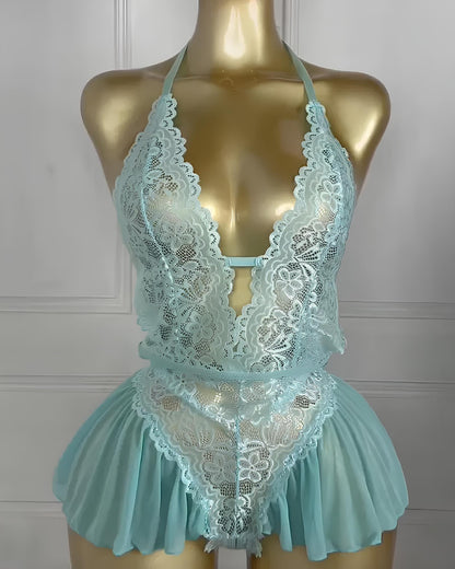 Women's Solid Color Lace Sexy Breathable Lingerie Teddy Bodysuit