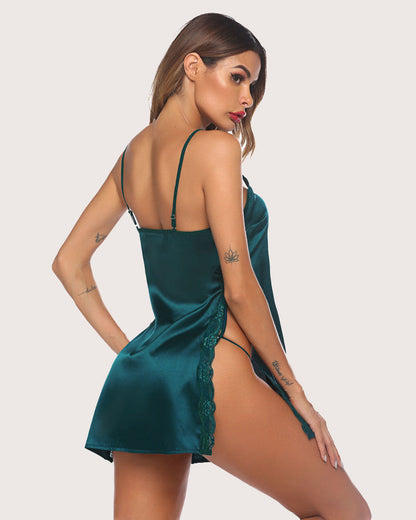 Satin Nightwear Lace Chemise