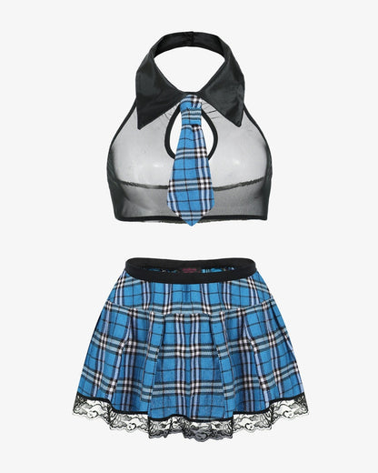 School Girl Role Play Skirt Lingerie Set