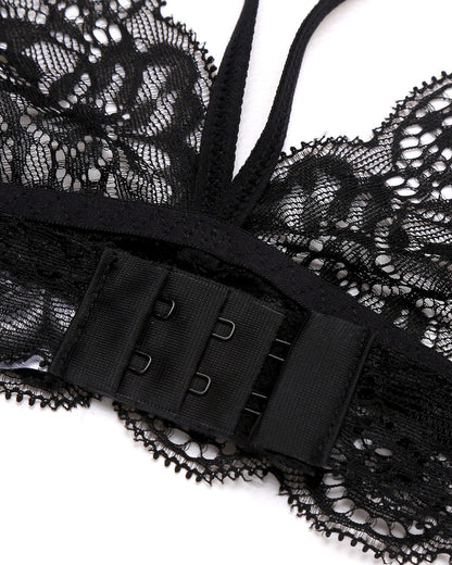 3 Piece Sets Lace Bralette, Skirt with Panty