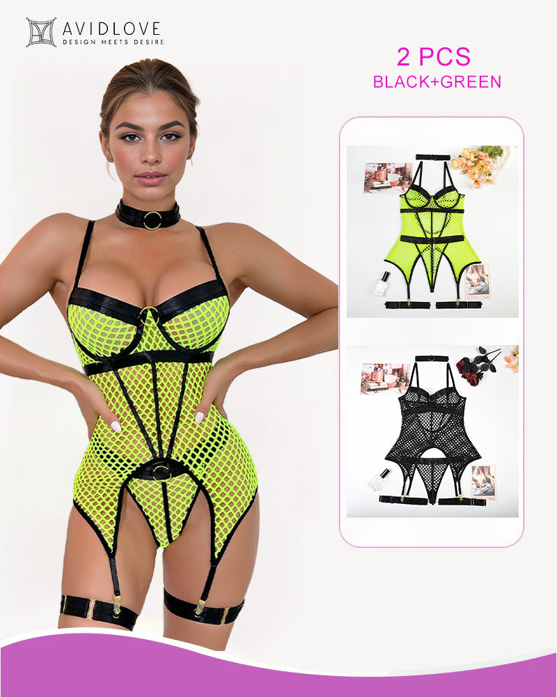 Fishnet Mesh Corset Bustier Lingerie