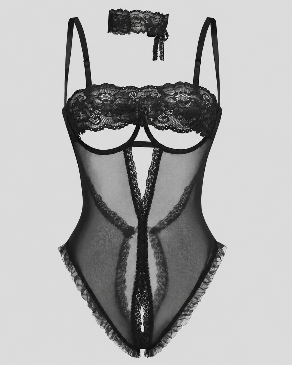 Sexy Sheer Lace Push-Up Bodysuit