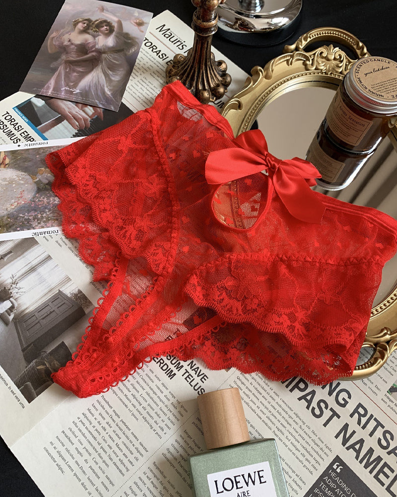 High-waisted Lace Openwork Mesh Breathable Panties