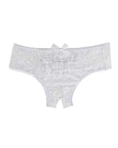 Women's Sexy See-Through Lace Elastic Breathable Open Crotch Thong