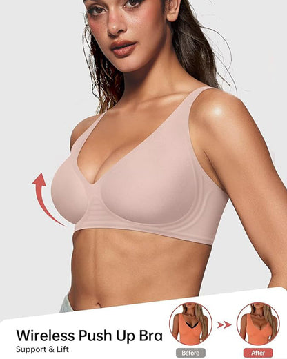 Seamless Deep V Push-Up Wireless Bra