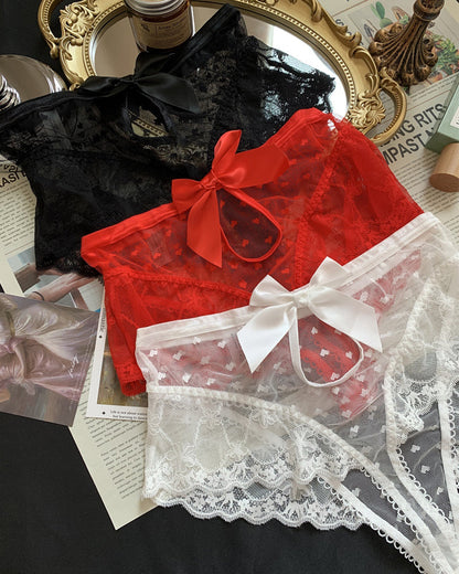 High-waisted Lace Openwork Mesh Breathable Panties