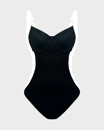 Deep V Lace-Up Back Sculpting Swimsuit