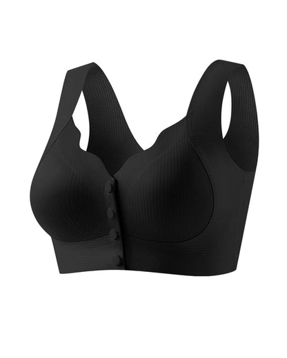 Women's V Neck Front Closure Seamless Wire-free Comfortable Breathable Vest Bra