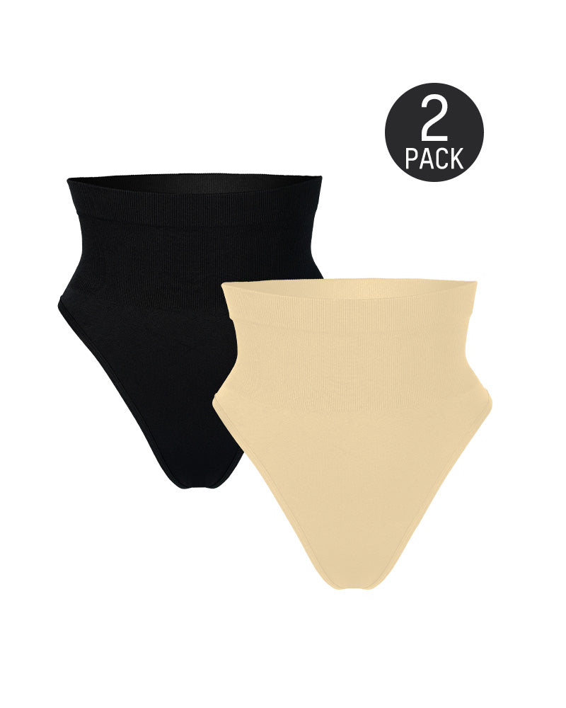 Mid-Waist Tummy Control Thong (2 Pack)