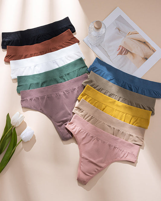 Women's Seamless Sports Fitness Solid Color Elastic T-Thong