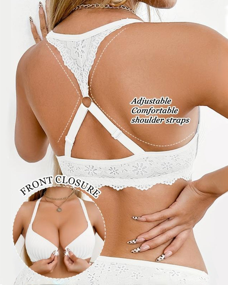 Women's Sexy Front-closure Lace-paneled Underwired Bra