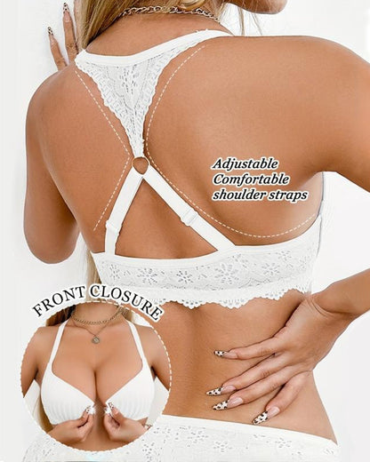 Women's Sexy Front-closure Lace-paneled Underwired Bra