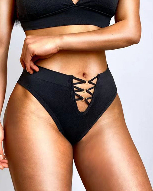Mid-waist High-elasticity Comfortable Sexy Hollow-out Seamless Thong