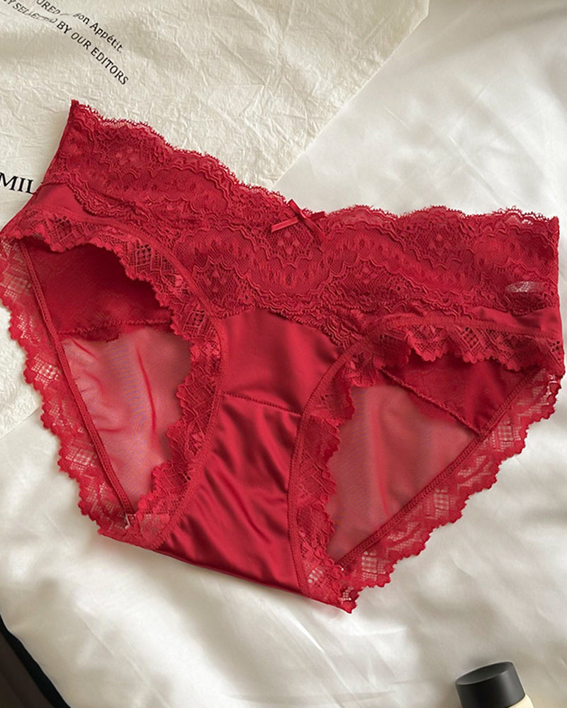 Sexy Colorblock Lace Mesh Sheer Panties