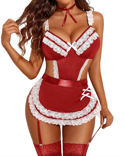Sexy Hollow Backless Maid Uniform Suit