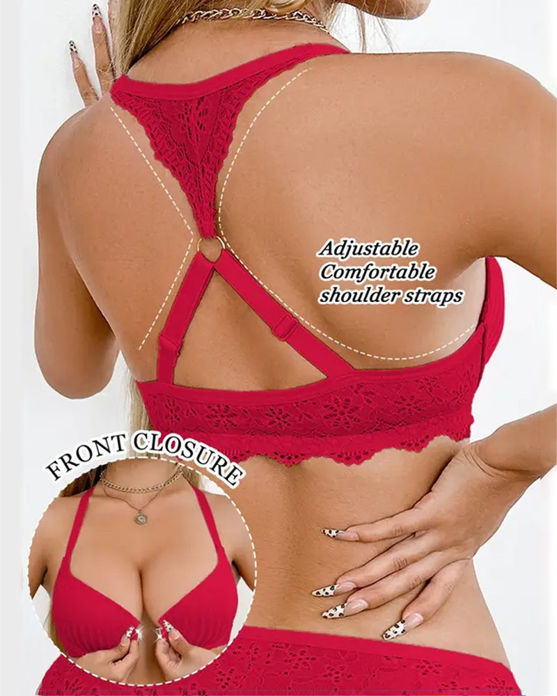 Women's Sexy Front-closure Lace-paneled Underwired Bra