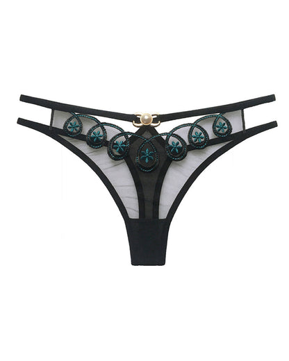 Embroidered Sexy Sheer Mesh Thong