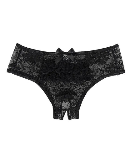 Women's Sexy See-Through Lace Elastic Breathable Open Crotch Thong